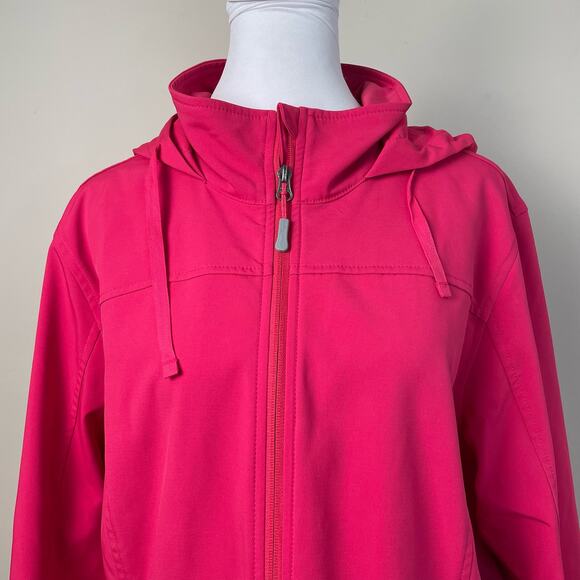Eddie Bauer Pink Soft Shell Hooded Full Zip Jacket Size L - Picture 2 of 5